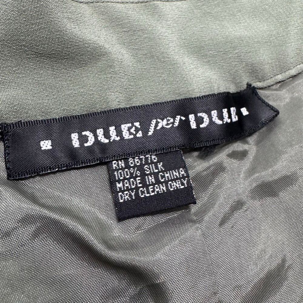 Vintage Silk Sage Green Belted Button Down Skirt XL - Picture 7 of 8